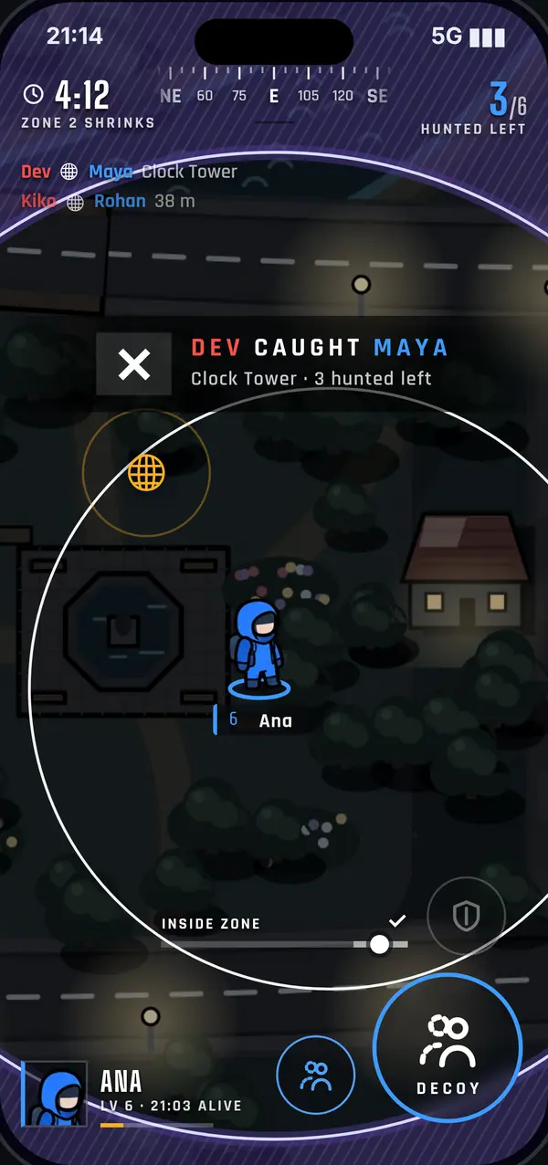 A catch broadcast to all players